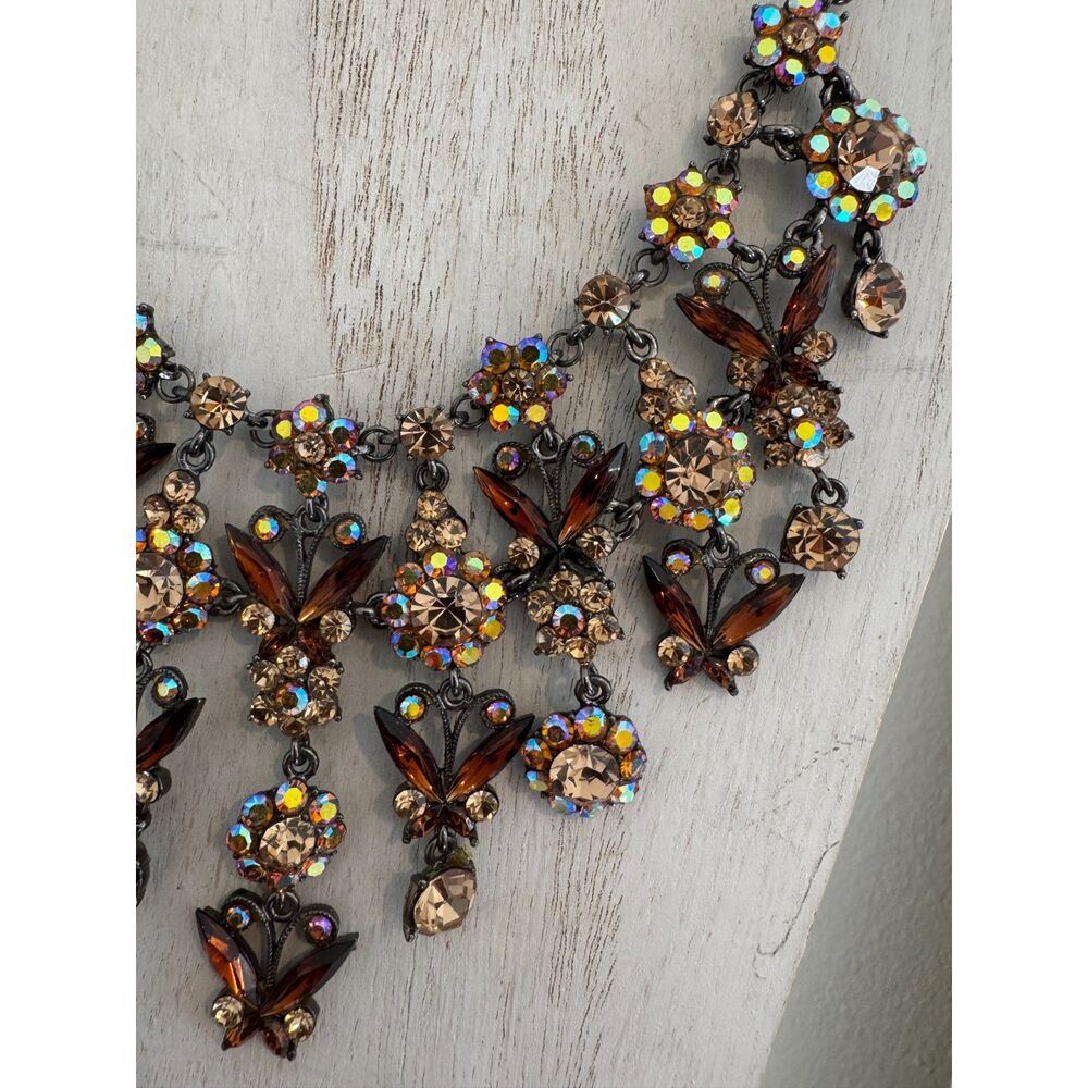 Vintage Aurora Borealis Crystal Swarovski Necklace BEAUTIFUL!!! Fall Colors - Picture 2 of 6